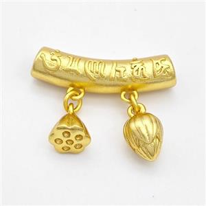 Copper Lotus Pendant Stick Gold Plated, approx 7mm, 6-25mm, 4mm hole [FD17175]
