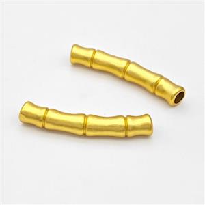 Copper Tube Beads Curving Bamboo Large Hole Gold Plated, approx 7-43mm, 4mm hole [FD17177]