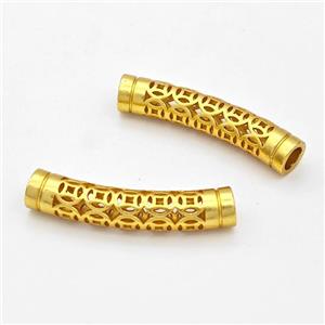 Copper Tube Beads Curving Hollow Large Hole Gold Plated, approx 6-30mm, 4mm hole [FD17178]