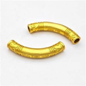 Copper Tube Beads Curving Large Hole Gold Plated, approx 7-43mm, 5mm hole [FD17182]