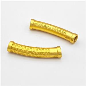 Copper Tube Beads Curving Buddhist Large Hole Gold Plated, approx 7-36mm, 4mm hole [FD17183]