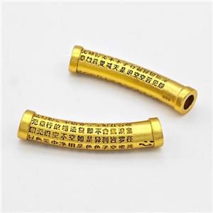 Copper Tube Beads Painted Curving Buddhist Large Hole Gold Plated, approx 7-36mm, 4mm hole [FD17184]