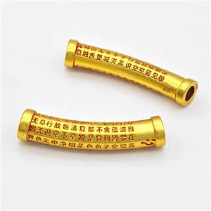 Copper Tube Beads Curving Painted Buddhist Large Hole Gold Plated, approx 7-36mm, 4mm hole [FD17185]