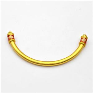 Copper Connector Curving Stick Bracelet Bar Painted Half Bangle Gold Plated, approx 4mm, 60mm [FD17195]