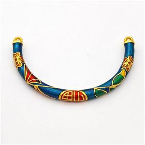 Copper Connector Curving Stick Bracelet Bar Painted Half Bangle Gold Plated, approx 5mm, 60mm [FD17197]