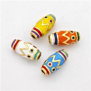 Copper Rice Beads Pave Zirconia Enamel Gold Plated Mixed, approx 6-12mm [FD17212]