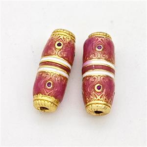 Copper Rice Beads Pave Zirconia Red Painted Gold Plated, approx 6-16mm [FD17216]