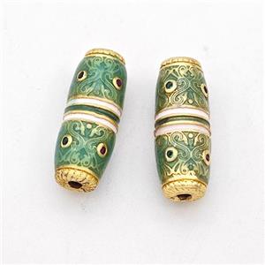 Copper Rice Beads Pave Zirconia Green Painted Gold Plated, approx 6-16mm [FD17217]