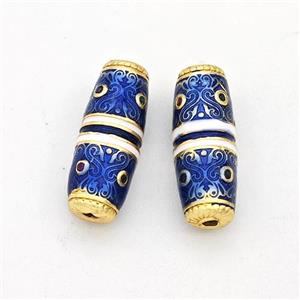 Copper Rice Beads Pave Zirconia Blue Painted Gold Plated, approx 6-16mm [FD17218]