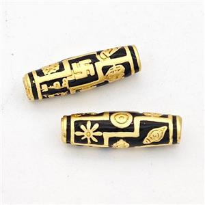Copper Rice Beads Black Enamel Gold Plated, approx 4.5-15.5mm [FD17223]