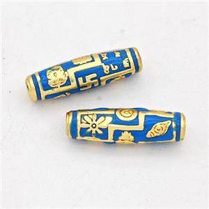 Copper Rice Beads Blue Enamel Gold Plated, approx 4.5-15.5mm [FD17224]