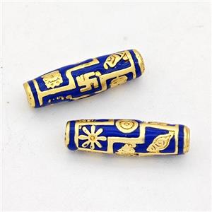 Copper Rice Beads Lapisblue Enamel Gold Plated, approx 4.5-15.5mm [FD17225]