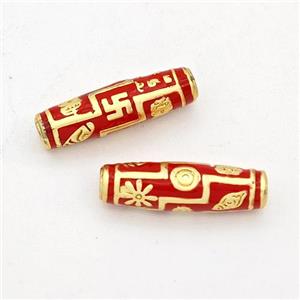 Copper Rice Beads Red Enamel Gold Plated, approx 4.5-15.5mm [FD17226]