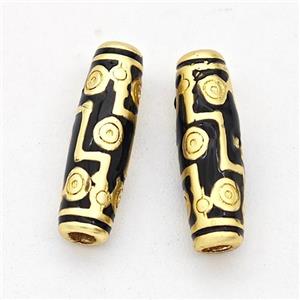Copper Rice Beads Black Enamel Gold Plated, approx 4.5-15.5mm [FD17229]