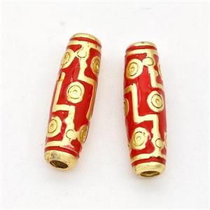 Copper Rice Beads Red Enamel Gold Plated, approx 4.5-15.5mm [FD17231]