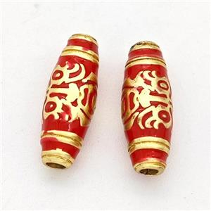 Copper Rice Beads Red Enamel Gold Plated, approx 5-15mm [FD17236]