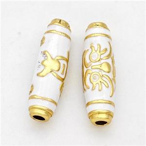 Copper Rice Beads White Enamel Gold Plated, approx 6-20mm [FD17237]