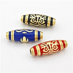 Copper Rice Beads Enamel Large Hole Gold Plated Mixed, approx 9-25mm, 3mm hole [FD17245]