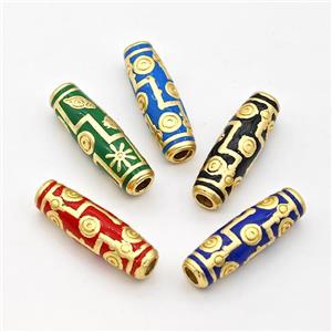 Copper Rice Beads Enamel Large Hole Gold Plated Mixed, approx 7.5-25mm, 3mm hole [FD17253]