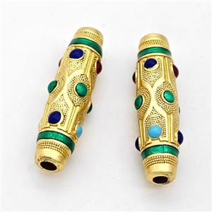 Copper Rice Beads Painted Large Hole Gold Plated, approx 8-28mm, 3mm hole [FD17262]
