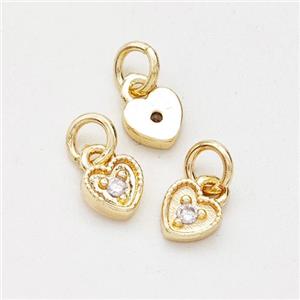 Copper Heart Pendant Pave Zirconia Gold Plated, approx 4mm [FD17269]