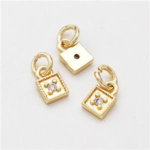 Copper Square Pendant Pave Zirconia Gold Plated, approx 4mm [FD17272]