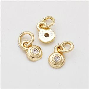 Copper Circle Pendant Pave Zirconia Gold Plated, approx 4mm [FD17273]