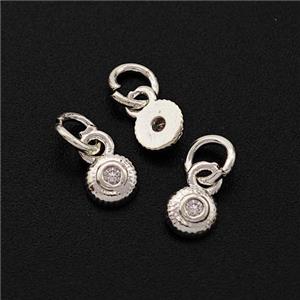 Copper Circle Pendant Pave Zirconia Shiny Silver, approx 4mm [FD17274]