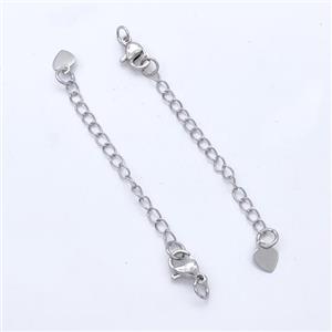 Copper Necklace Extender Findings Platinum Plated, approx 5mm, 3x4mm, 50mm length [FD17300]