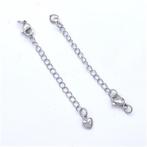 Copper Necklace Extender Findings Platinum Plated, approx 5mm, 3x4mm, 50mm length [FD17301]
