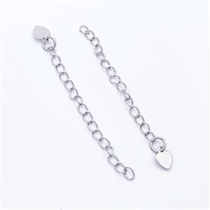 Copper Necklace Extender Platinum Plated, approx 6mm, 3x4mm, 50mm length [FD17303]