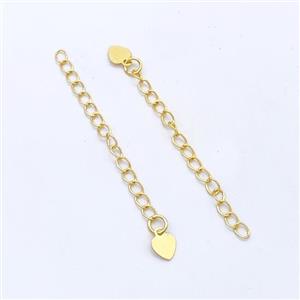 Copper Necklace Extender Findings Heart Gold Plated, approx 6mm, 3x4mm, 50mm length [FD17304]