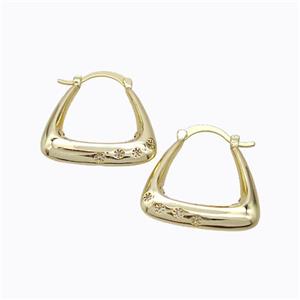Copper Latchback Earrings Micro Pave Zirconia Bag-Shape Hollow Gold Plated, approx 25-26mm [FD17324]