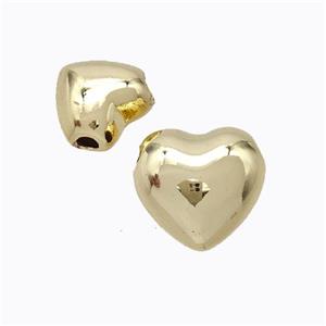 Copper Heart Beads Hollow Large Hole Gold Plated, approx 10mm, 2mm hole [FD17330-10MM]