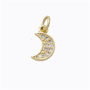 Copper Moon Pendant Pave Zirconia Gold Plated, approx 7-9mm [FD17331]