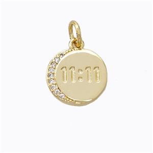 Copper Moon Pendant Pave Zirconia Double Eleven 11 Gold Plated, approx 11mm [FD17336]