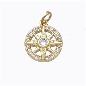 Copper Star Pendant Pave Zirconia Gold Plated, approx 13mm [FD17344]