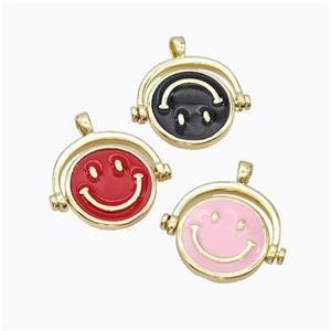 Copper Emoji Pendant Enamel Smile Face Gold Plated Mixed, approx 15mm, 20mm [FD17352]