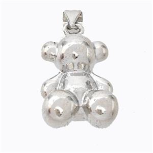 Copper Bear Pendant Hollow Platinum Plated, approx 14-18mm [FD17353]
