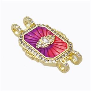 Copper Tarot Card Connector Micropave Zirconia Eye Painted Gold Plated, approx 17-30mm [FD17376]