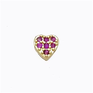 Copper Heart Beads Pave Zirconia Without Hole Gold Plated, approx 5-6mm [FD17381]
