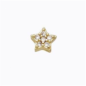 Copper Star Beads Pave Zirconia Without Hole Gold Plated, approx 5-6mm [FD17382]