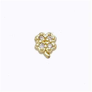 Copper Clover Beads Pave Zirconia Without Hole Gold Plated, approx 5-6mm [FD17383]