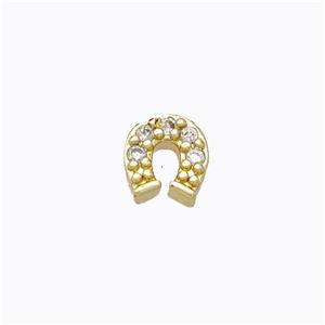 Copper Horseshoe Beads Pave Zirconia Without Hole Gold Plated, approx 5-6mm [FD17384]