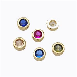 Copper Beads Pave Zirconia Without Hole Gold Plated Mixed, approx 4mm [FD17387]