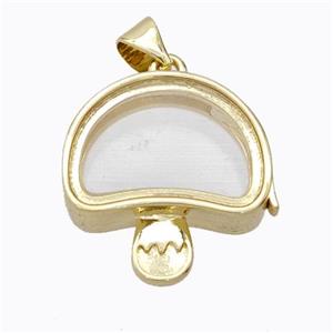 Copper Mushroom Locket Pendant Gold Plated, approx 18-20mm [FD17388]