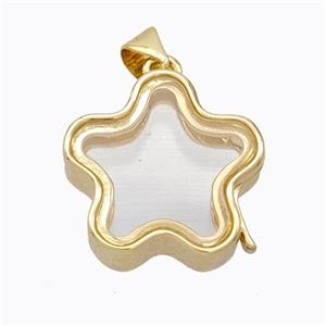 Copper Flower Locket Pendant Gold Plated, approx 18mm [FD17389]