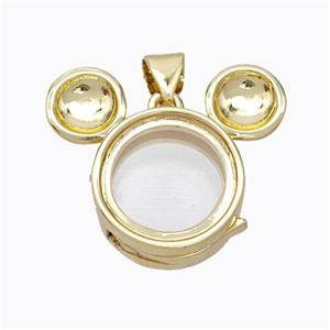 Copper Mice Locket Pendant Gold Plated, approx 14mm, 22mm [FD17391]