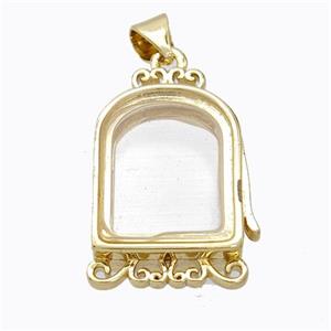 Copper House Locket Pendant Gold Plated, approx 14-22mm [FD17395]