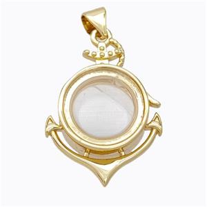 Copper Anchor Locket Pendant Gold Plated, approx 18-25mm [FD17397]